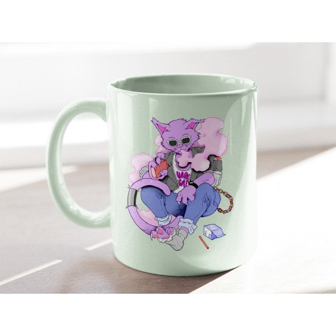 Pink Vaper Cat Baskılı Mug